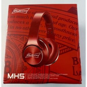 *BRAND NEW* Budweiser Over The Ear Solo Headphones Red MH5 Bluetooth Sealed Box